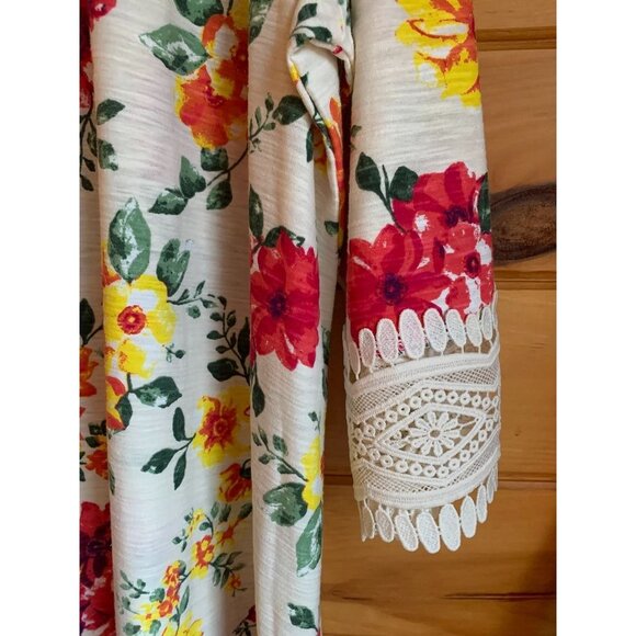 Women Within Floral Cottage Core Beachy Lace Sleeve Tunic Dress 2X Cotton/Polyes - Picture 8 of 16